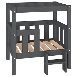 vidaXL Lit pour chien Gris 65,5x50,5x70 cm Bois de pin solide