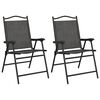 vidaXL Chaises pliantes 2 pi&egrave;ces Gris chin&eacute; acier et textil&egrave;ne
