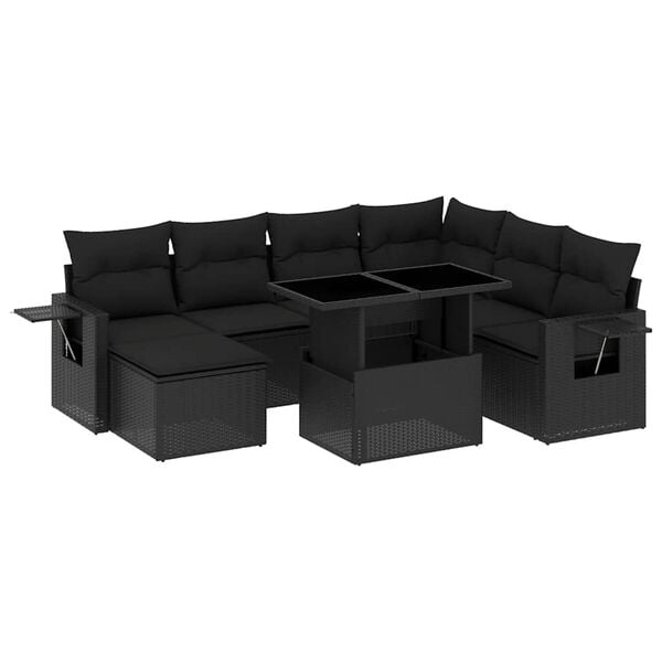 vidaXL Salon de jardin 9 pcs avec coussins noir r&eacute;sine tress&eacute;e