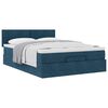 vidaXL Cadre de lit ottoman avec matelas bleu fonc&eacute; 140x200 cm velours