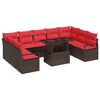 vidaXL Ensemble de canap&eacute; de jardin 10 pcs Marron et rouge Poly rotin