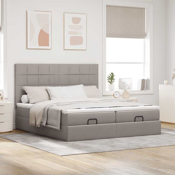 VidaXL Cadre de lit ottoman avec matelas taupe 200x200cm tissu