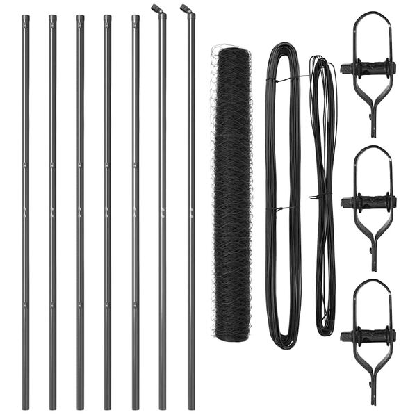 vidaXL Poteau de cl&ocirc;ture. Gris 10 x 1,2 m (maillage de 36 mm)