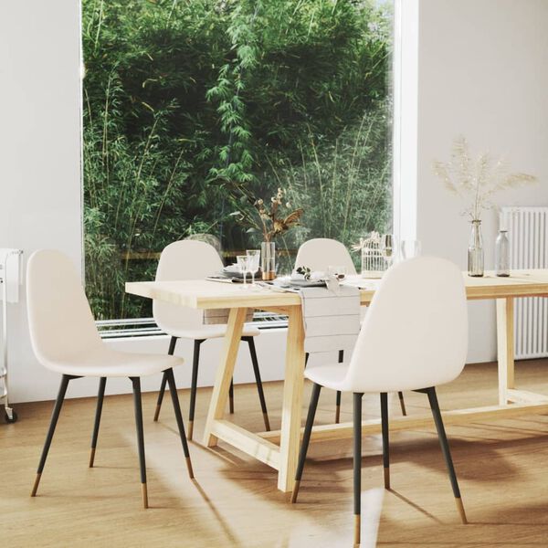 vidaXL Chaises &agrave; manger lot de 4 cr&egrave;me tissu