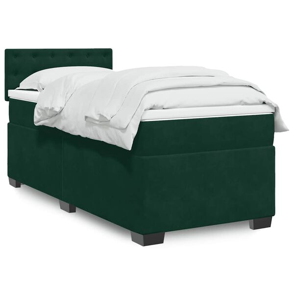 vidaXL Sommier &agrave; lattes de lit avec matelas Vert fonc&eacute; 90x190 cm