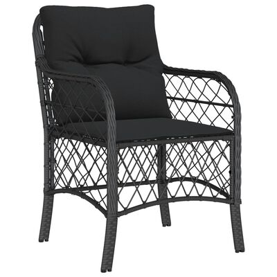 vidaXL Ensemble à manger de jardin coussins 7pcs Noir Résine tressée