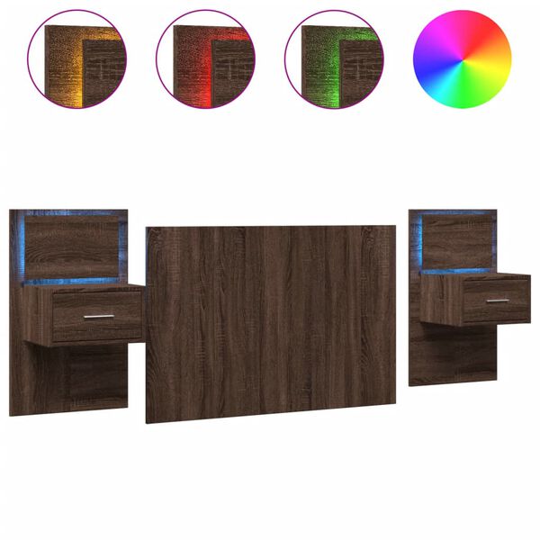 vidaXL T&ecirc;te de lit avec armoires ch&ecirc;ne marron 120 cm bois d'ing&eacute;nierie