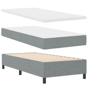 vidaXL Lit &agrave; ressorts avec matelas Gris clair 90 x 190 cm tissu