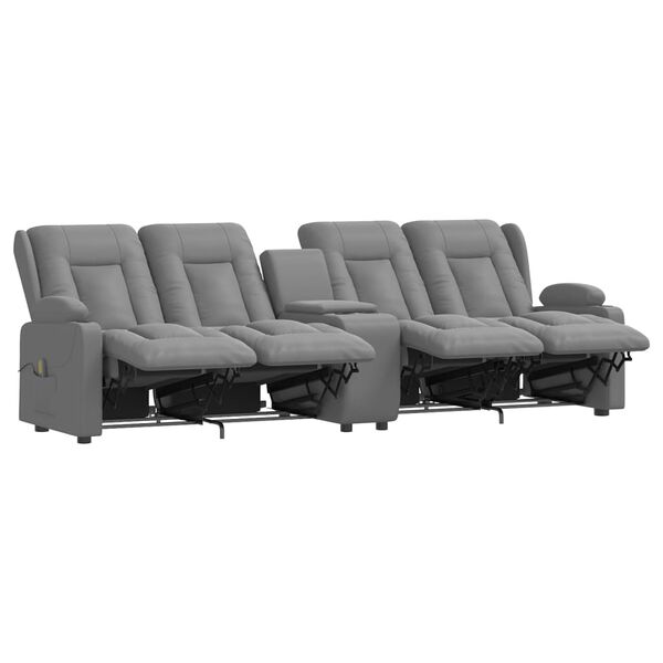 vidaXL Fauteuil inclinable et porte-gobelets 4 places gris similicuir