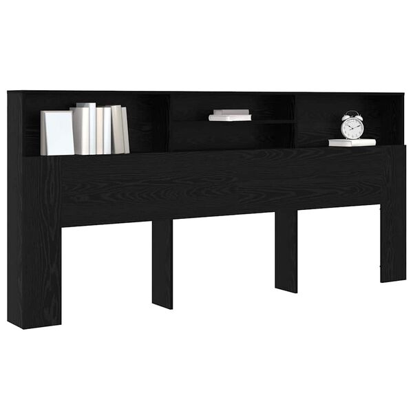 vidaXL Cabinet de T&ecirc;te de Lit Ch&ecirc;ne noir 220 x 19 x 101,5 cm