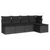 vidaXL Salon de jardin 5 pcs avec coussins noir r&eacute;sine tress&eacute;e