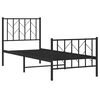 vidaXL Cadre de lit m&eacute;tal sans matelas avec pied de lit noir 75x190 cm