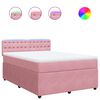 vidaXL Sommier &agrave; lattes de lit avec matelas Rose 140x200 cm Velours