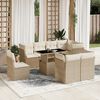 vidaXL Salon de jardin avec coussins 9 pcs beige r&eacute;sine tress&eacute;e