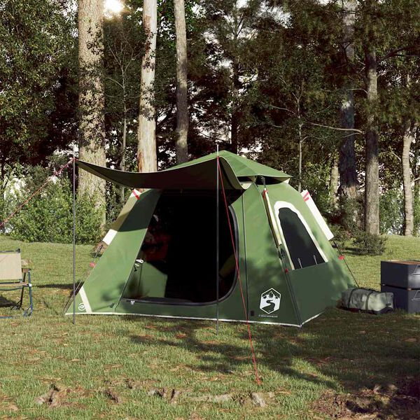 vidaXL Tente de camping à dôme 4 personnes vert libération rapide