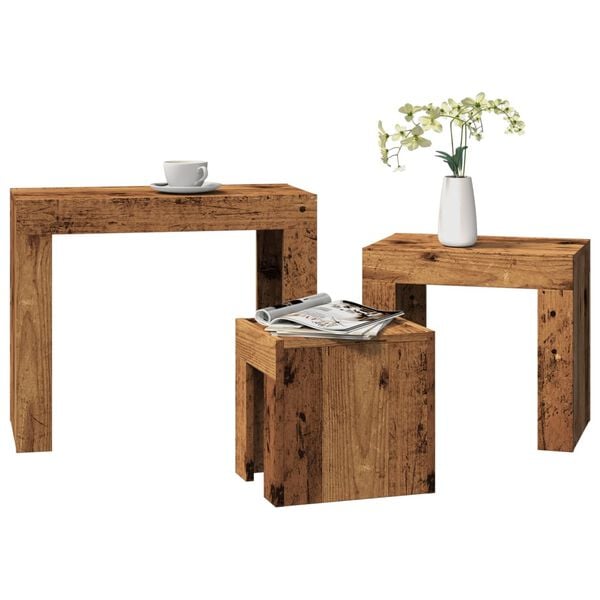 vidaXL Tables basses gigognes 3 pcs vieux bois bois d'ing&eacute;nierie