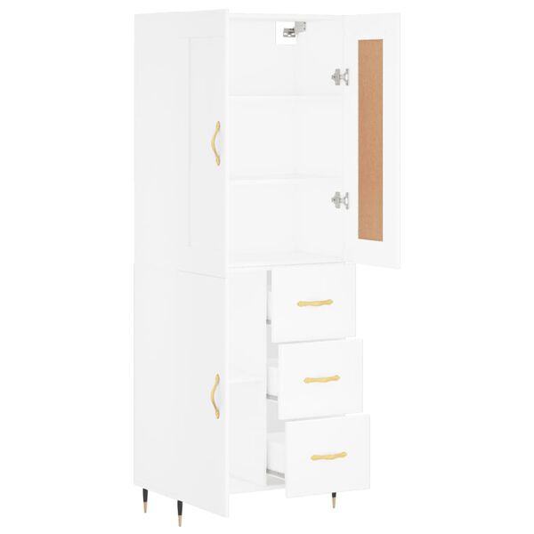 vidaXL Buffet haut Blanc 69,5x34x180 cm Bois d'ing&eacute;nierie
