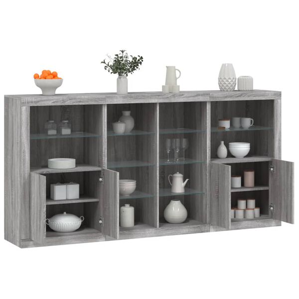 vidaXL Buffet avec lumi&egrave;res LED sonoma gris 202x37x100 cm