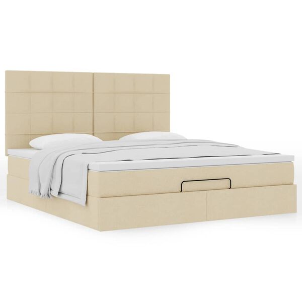 VidaXL Cadre de lit ottoman avec matelas cr&egrave;me 160x200 cm tissu
