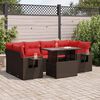 vidaXL Salon de jardin avec coussins 7 pcs marron r&eacute;sine tress&eacute;e acacia