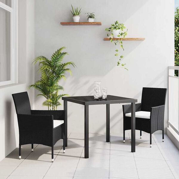 vidaXL Ensemble de salle &agrave; manger pour jardin 3 pcs Noir polyrotin