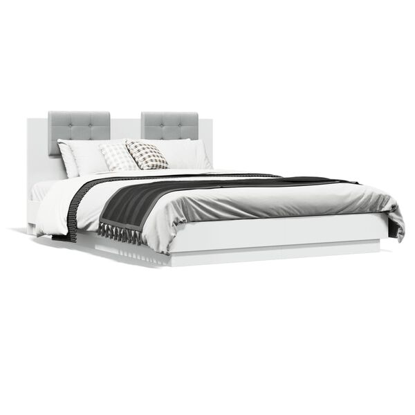 vidaXL Cadre de lit avec LED sans matelas blanc 150x200 cm