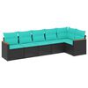 vidaXL Salon de jardin 6 pcs avec coussins noir r&eacute;sine tress&eacute;e