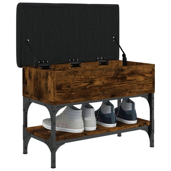vidaXL Banc &agrave; chaussures ch&ecirc;ne fum&eacute; 62x32x45 cm bois d'ing&eacute;nierie