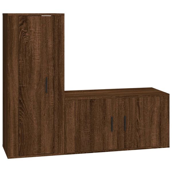 vidaXL Ensemble de meubles TV 2 pcs Ch&ecirc;ne marron Bois d'ing&eacute;nierie