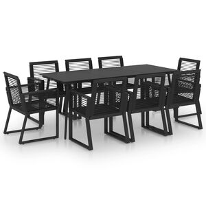 vidaXL Ensemble &agrave; manger d'ext&eacute;rieur 9 pcs Rotin PVC Noir