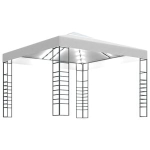 vidaXL Chapiteau de jardin avec guirlande lumineuse &agrave; LED 3x3 m Blanc
