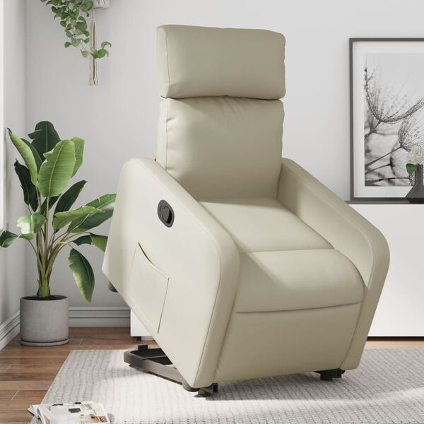 vidaXL Fauteuil inclinable Cr&egrave;me Similicuir