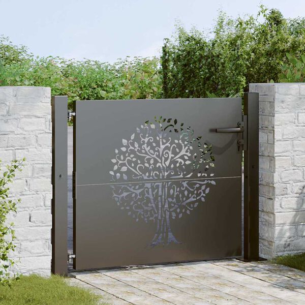 vidaXL Porte de Jardin Noir 100 x 100 cm Acier peint par poudre