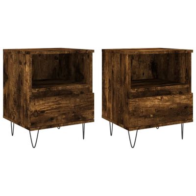 vidaXL Tables de chevet 2 pcs chêne fumé 40x35x50 cm bois ingénierie