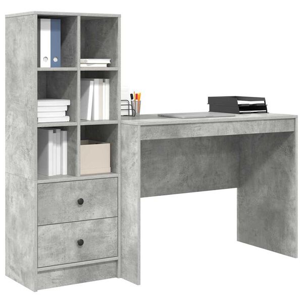 vidaXL Bureau avec tiroir 2 pcs Gris b&eacute;ton