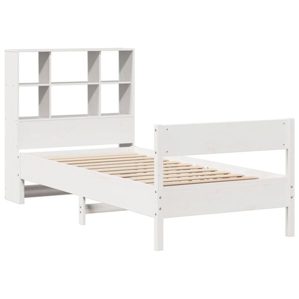 vidaXL Lit biblioth&egrave;que sans matelas blanc 90x200cm bois de pin massif