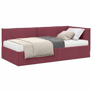 vidaXL Cadre de lit d'angle avec matelas 2 pc Bordeaux 80 x 200 cm