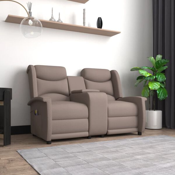 vidaXL Fauteuil de massage inclinable porte-gobelet 2 places taupe
