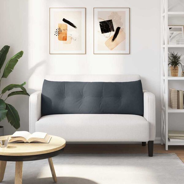 vidaXL Coussin de Dos Gris fonc&eacute; 140 x 24 x 50 cm Velours