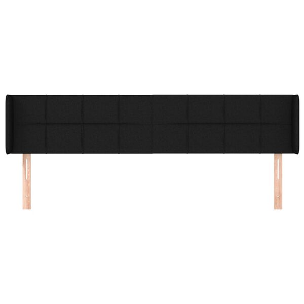 vidaXL T&ecirc;te de lit avec oreilles Noir 163x16x78/88 cm Tissu