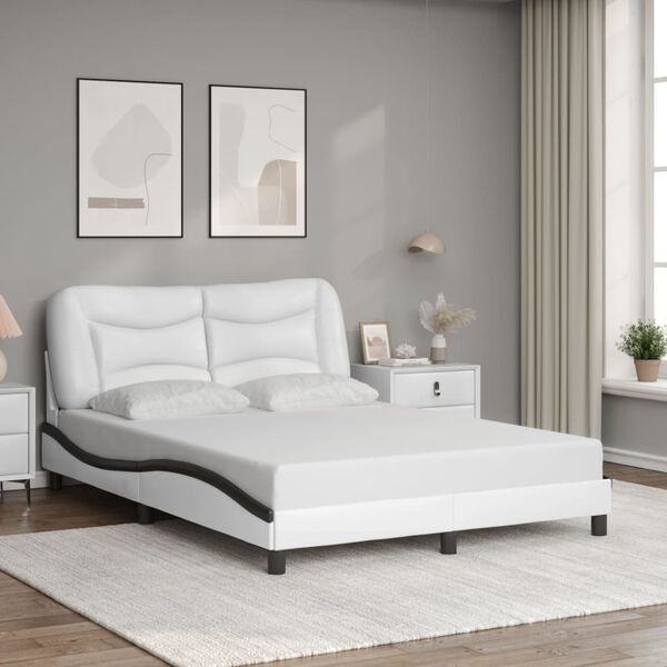 vidaXL Cadre de lit avec LED sans matelas Hvar blanc et noir 140x190 cm