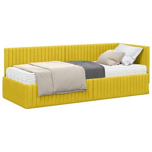 vidaXL Cadre de lit d'angle avec matelas 2 pi&egrave;ces Jaune Velours