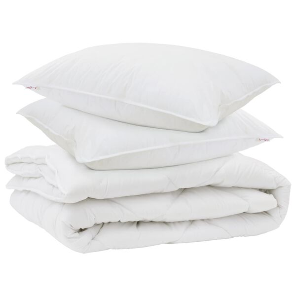 vidaXL Duvet toutes saisons avec oreiller 3 pcs Blanc Microfibre