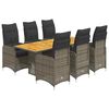 vidaXL Ensemble de bistro de jardin 7 pcs coussins gris poly rotin