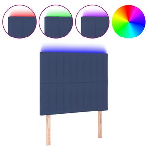 vidaXL T&ecirc;te de lit &agrave; LED Bleu 90x5x118/128 cm Tissu