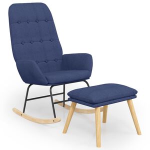 vidaXL Chaise &agrave; bascule avec repose-pied Bleu Tissu