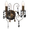 vidaXL Applique murale &agrave; perles Noir antique 2 ampoules E14