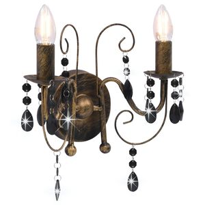 vidaXL Applique murale &agrave; perles Noir antique 2 ampoules E14