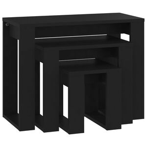 vidaXL Tables gigognes 3 pcs Noir Bois d'ing&eacute;nierie