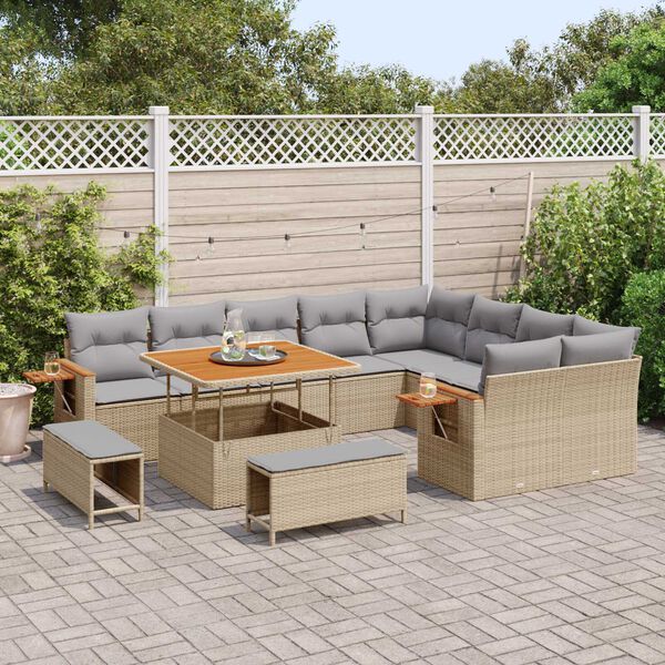 vidaXL Ensemble de canap&eacute; de jardin 12 pcs beige et gris clair